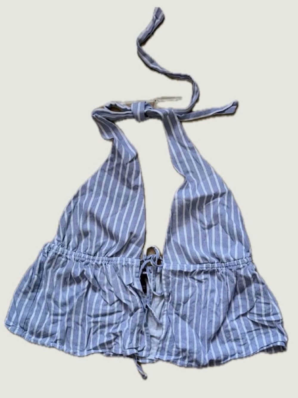 Charlotte Russe Blue and White Striped Halter Crop Top